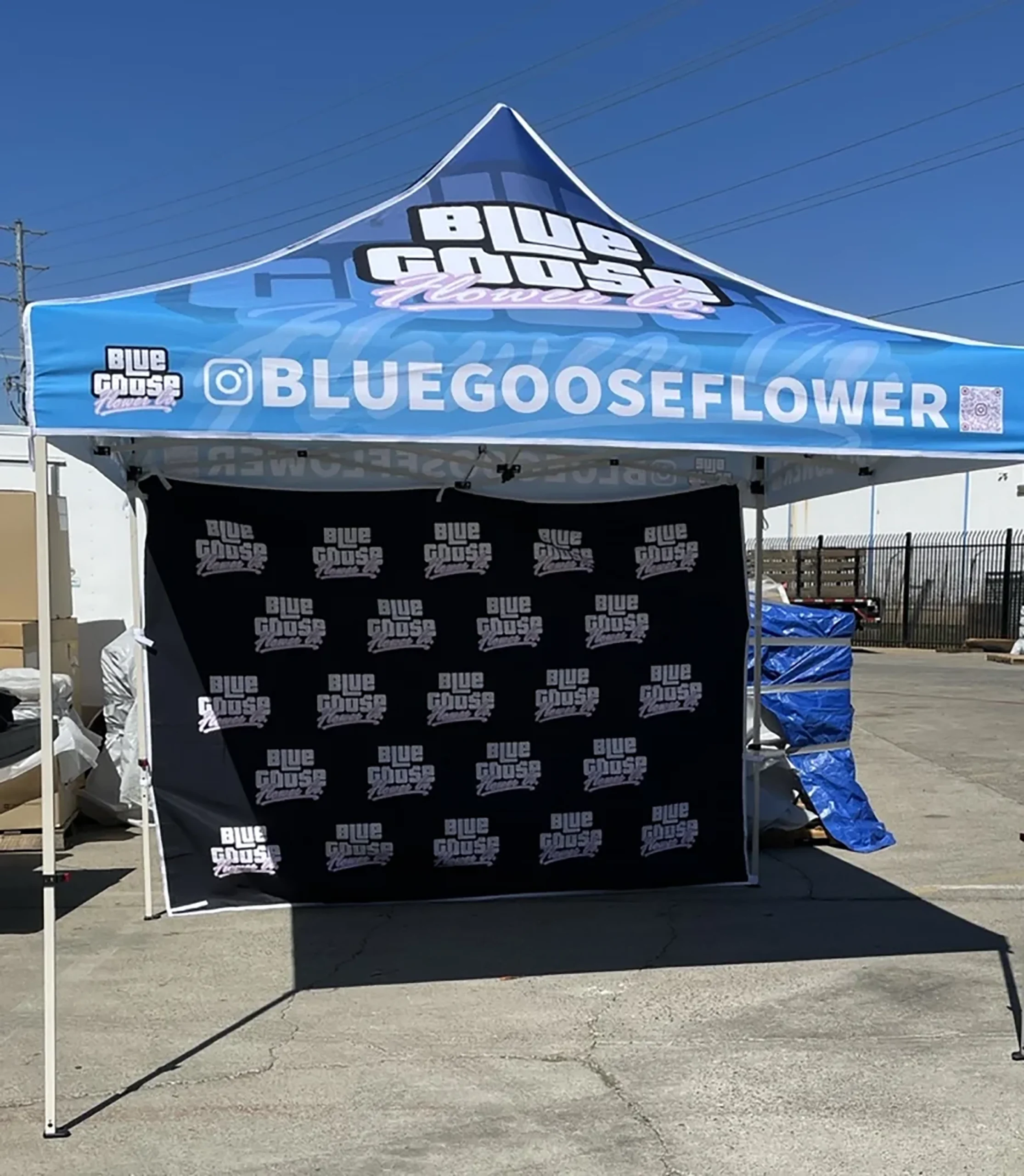 Custom printed canopy at an outdoor event