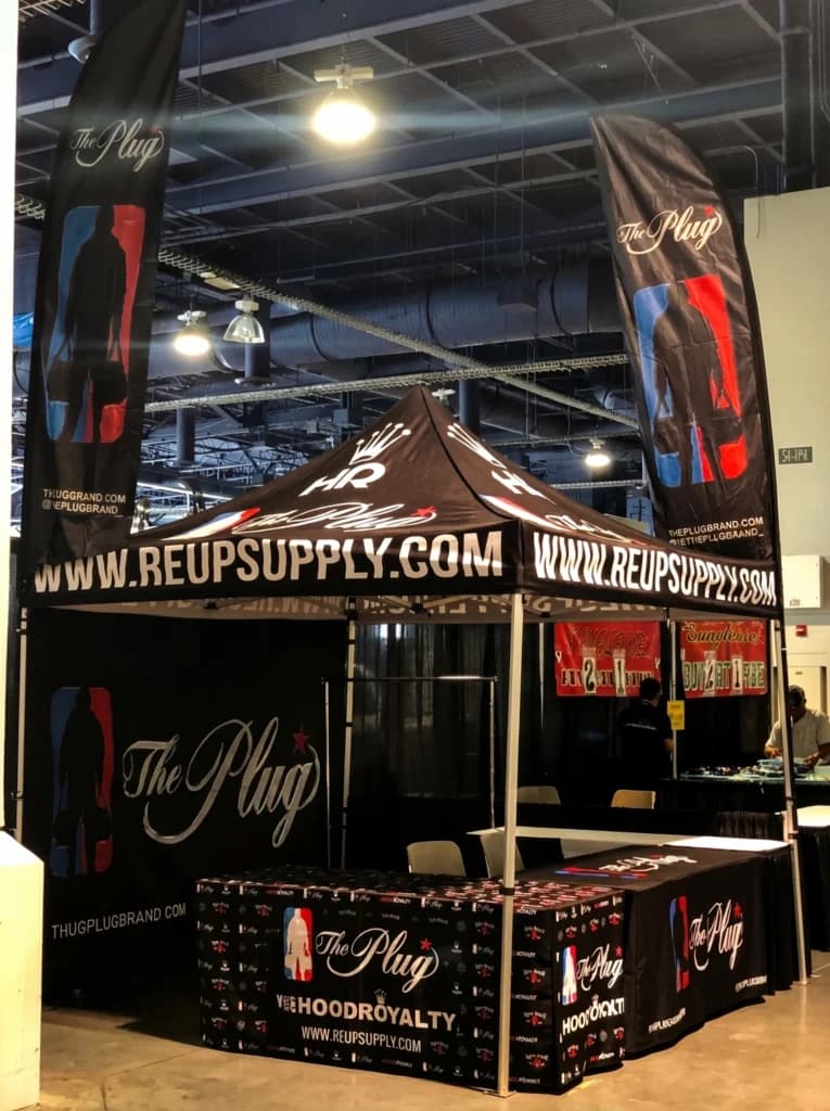 Custom branded booth setup at a community event