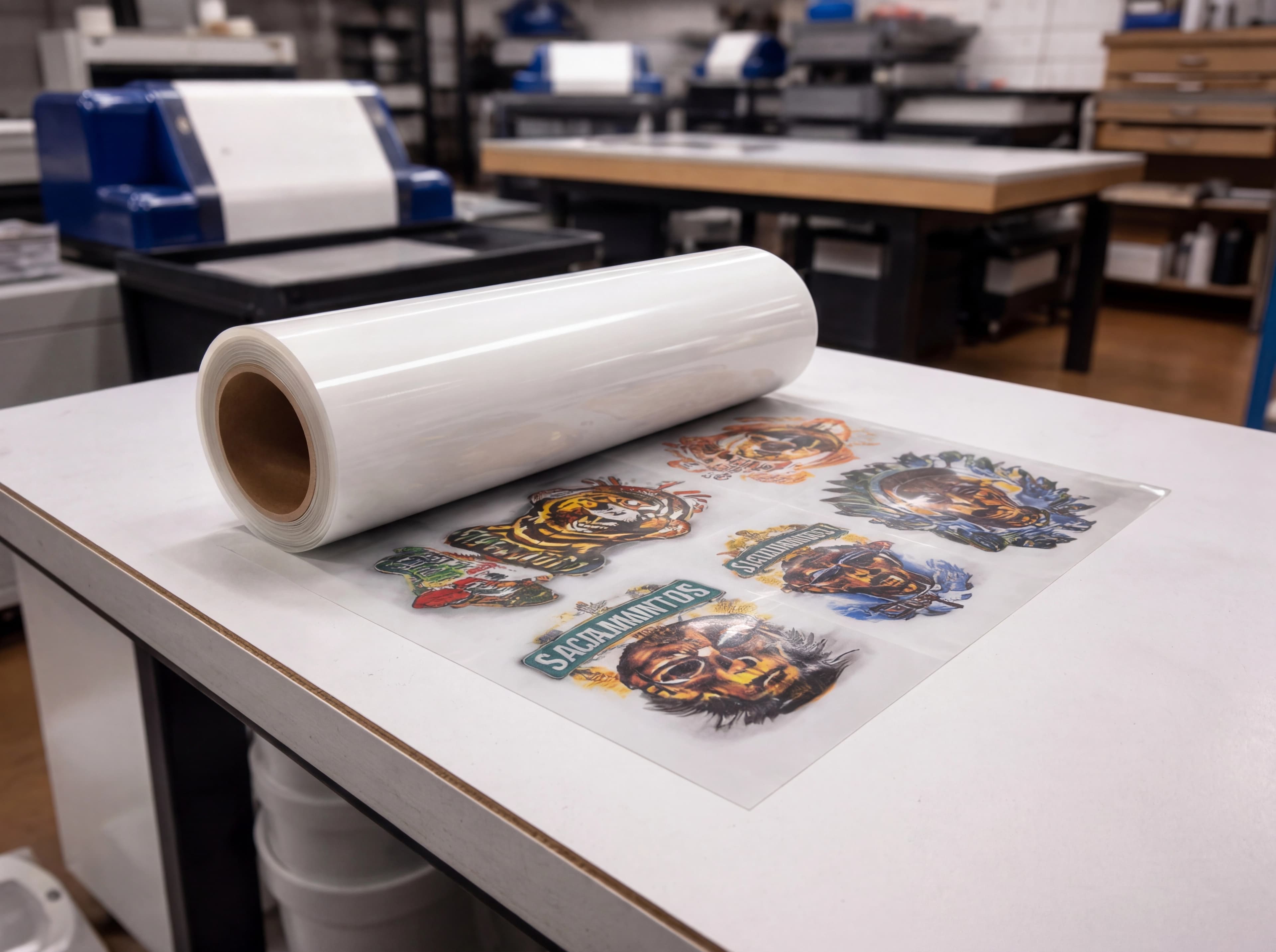 Direct to film roll printing full-color transfers for custom apparel