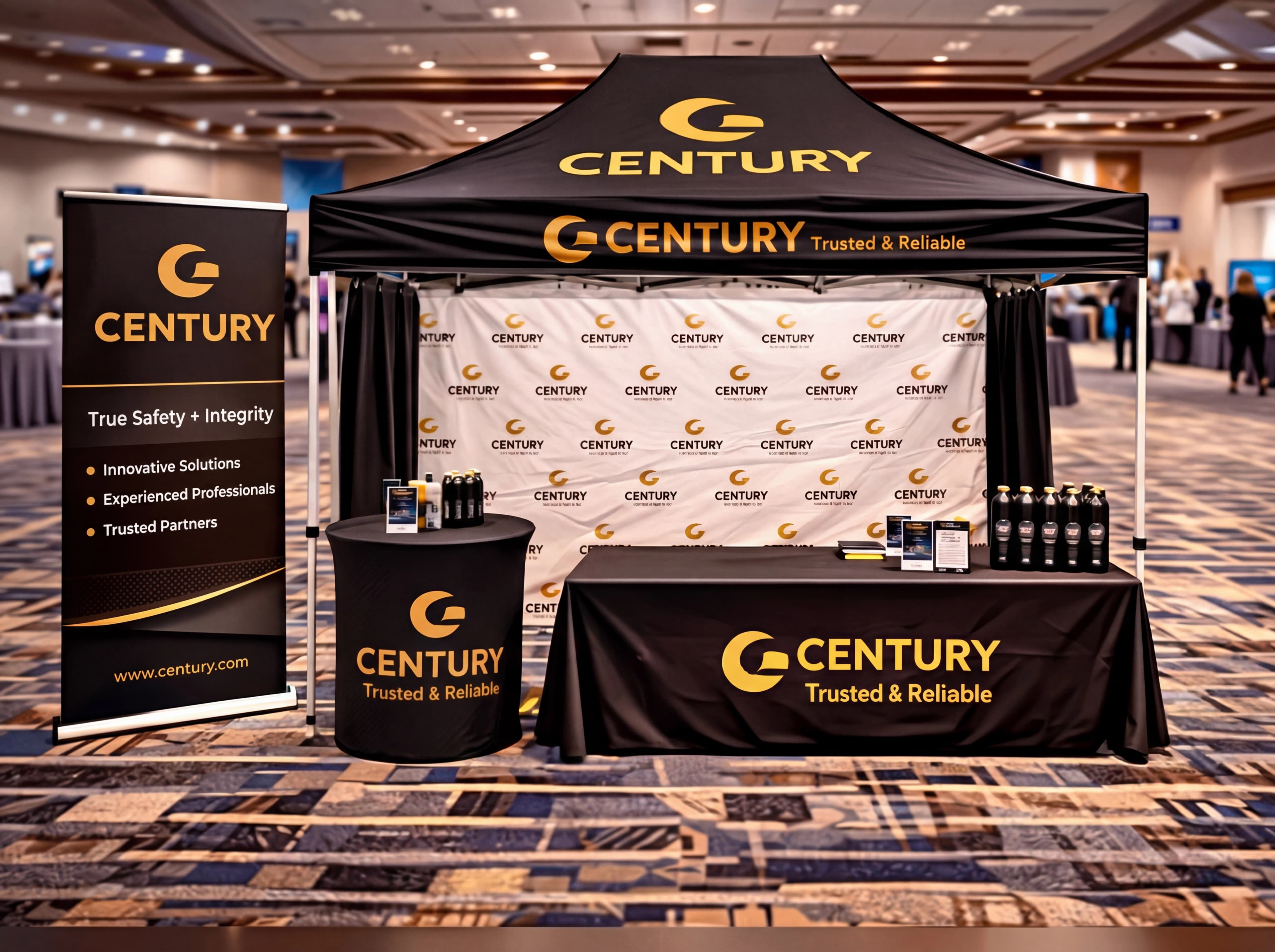 Branded canopy and marketing materials for events, vendor booths, and business promotions